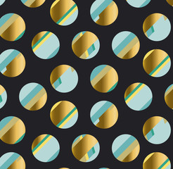 PLuzury gold polka dot motif modern concept vector illustration. Colorful round shape seamless pattern for wrapping paper, background, web and print projects..