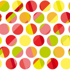 Polka dot motif modern concept vector illustration. Colorful round shape seamless pattern for wrapping paper, background, web and print projects..