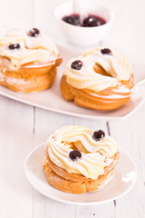 Obraz na płótnie Canvas Zeppole with pastry cream.