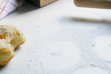 bite doughnut on white board  