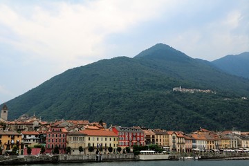 Fototapeta na wymiar View to Cannobio at Lake Maggiore, Piedmont Italy