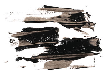 Photo black grunge brush strokes oil paint isolated on white background