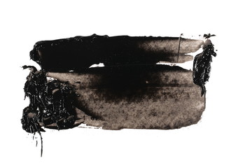 Photo black grunge brush strokes oil paint isolated on white background