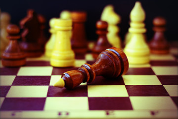 Concept of leadership, success, motivation. Chess pieces on the Board.