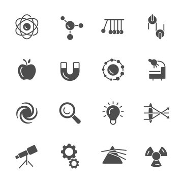 Physics science vector icons