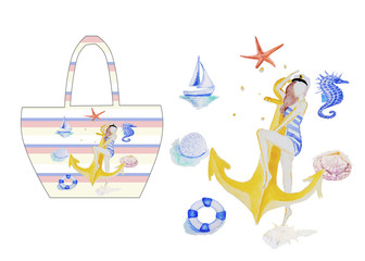 Watercolor drawing of a girl