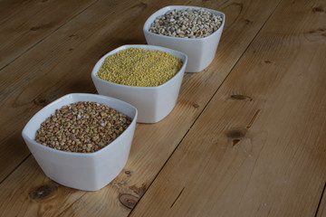 Job's tears, Buckwheat and Millet in bowls