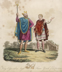 King Edgar I the Peaceable with page. Date: Reigned 959 - 975