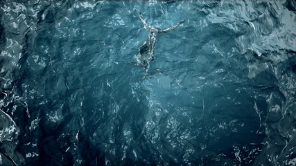 Abstract water form. 3d illustration with blue blur background. Ocean water motion.