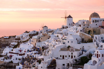 Oia village at sunset, Santorini, Greece