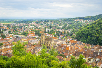 Fototapeta na wymiar View of the City Thann, Alsace - France