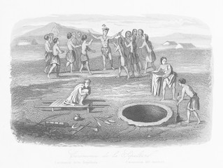 Iroquois burial in sitting posture. Date: 1846