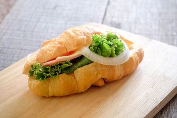 Burger  croissant healthy homemade club sandwich