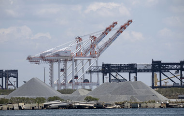 Fototapeta na wymiar Port of Tampa Florida USA. Circa 2017. Container port gantries