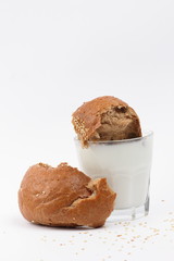 Yogurt in a transparent glass