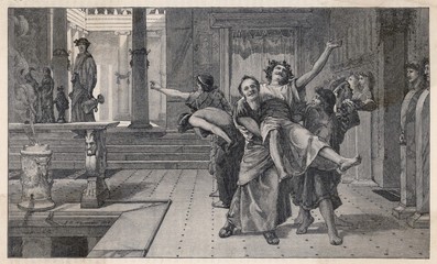 Ancient Romans celebrating the Saturnalia. Date: circa 200 BC - 162412465