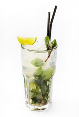 Fruit cocktail in a large glass cup 