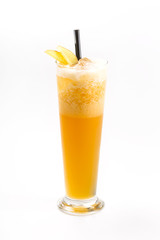 Fruit cocktail in a large glass cup 