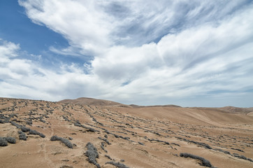 Fototapeta na wymiar Stunning view to the desert under blue cloudy sky