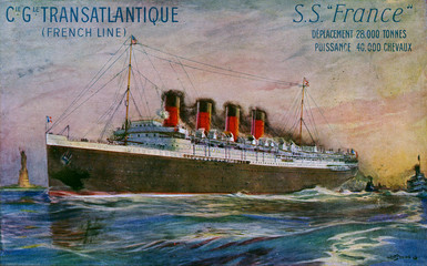 Steamship 'France'. Date: 1910