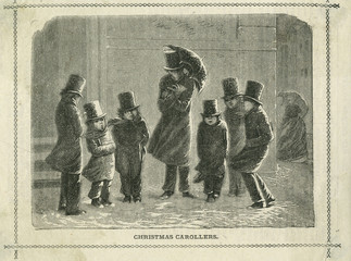 Singing Christmas Carols in the Street. Date: 1878