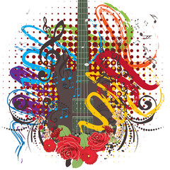 Grunge Guitar Illustration