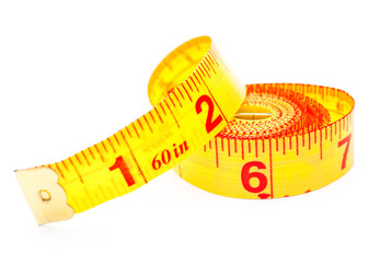 Yellow inchlong tape measure