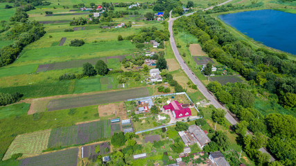 Fototapeta na wymiar View of village of central Russia from above