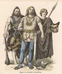 Fototapeta na wymiar German Tribal Men. Date: 1st century