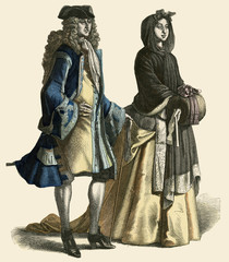 Fototapeta na wymiar Wellborn German Couple. Date: circa 1715