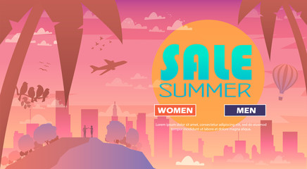 Summer sale template banner. Sale and special offer. 50% off. Vector illustration.Theme color.