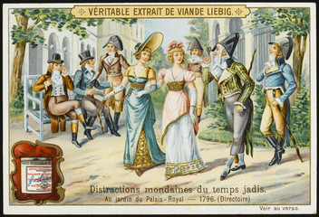 Incroyables: satire on aristocratic French fashion  c.1796.. Date: circa 1796