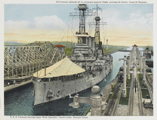 Vermont' in Gatun Locks. Date: circa 1915
