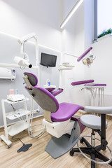 Dental room with violet chair