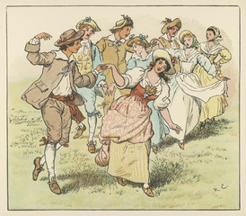 Fototapeta na wymiar English Country Dance. Date: 18th century