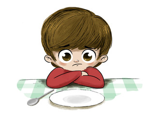 Ni&ntilde;o triste sin comida