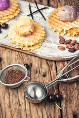 Ice-cream and spoon for ice cream