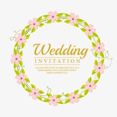 vintage wedding invitation with floral elements vector illustration graphic design