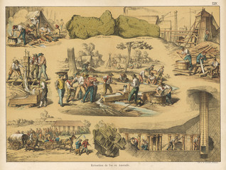 Fototapeta na wymiar Scenes from the Australian gold rush. Date: circa 1860s
