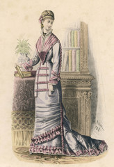 Pink - Blue Dress 1878. Date: 1878