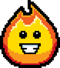 Obraz premium Smiling 8-Bit Cartoon Flame