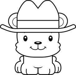 Cartoon Smiling Cowboy Bear