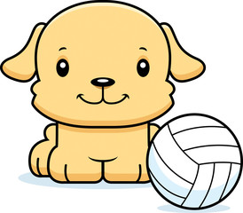 Cartoon Smiling Volleyball Player Puppy