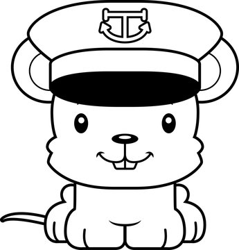 Cartoon Smiling Boat Captain Mouse