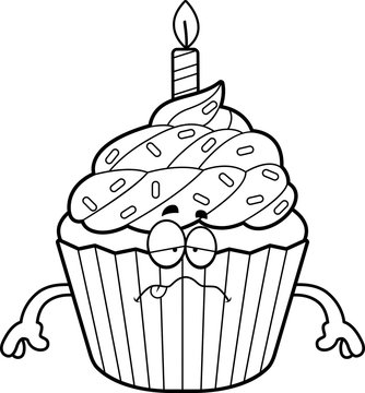 Sick Cartoon Birthday Cupcake