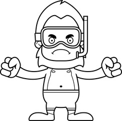 Cartoon Angry Snorkeler Sasquatch