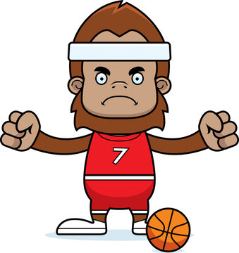 Cartoon Angry Basketball Player Sasquatch
