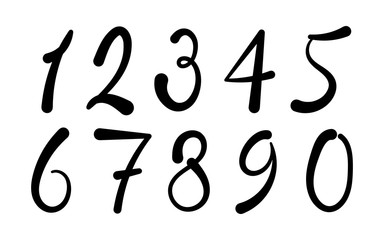 Arabic numerals set 1-10. Black figures. Version 2