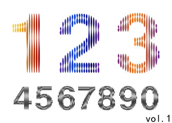 Arabic numerals set 1-10. Colored figures. Version 5