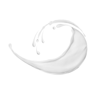 Splash of milk or cream on white background